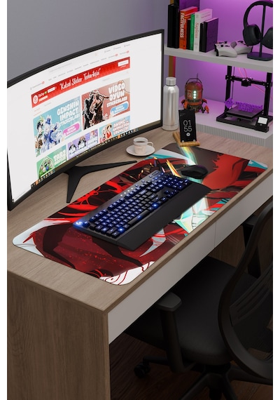Gurren Lagann Kaymaz Dikişli Kauçuk Oyuncu Mousepad V2 - 90x40 Xxl Gaming Mouse Pad Fare Altlığı