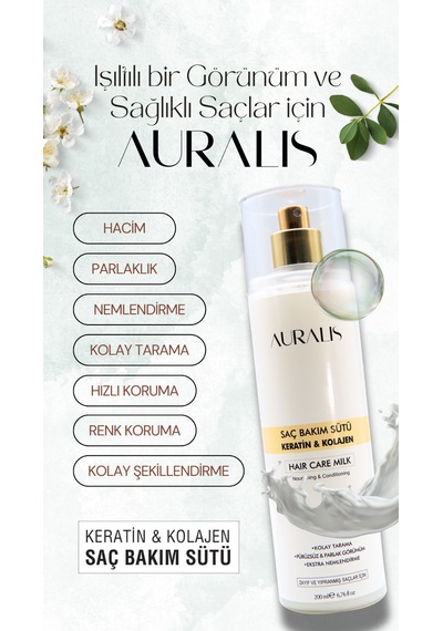 Auralis Keratin Ve Kolajen İçeren Besleyici Onarıcı Saç Bakım Sütü 200 Ml