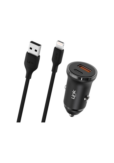 Linktech C485e 20w Pd Type-c + Usb Araç Şarj Cihazı + Lightning Kablo Set Siyah