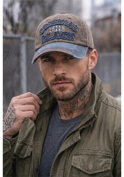 Gigi Luxe Orginal The Black Nakışlı Yıkamalı Deri Eskitme Cap Baseball Şapka Kep Kahverengi Kahverengi