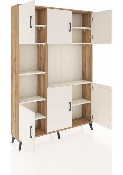 Arges Dolap 9 Raflı 6 Kapaklı 132x30x195 Çam-aytaşı/aytaşı Çam