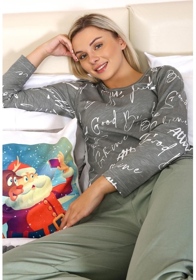 Akbeniz Kadın Uzun Kol Penye Pijama Takım 4206 - S Füme