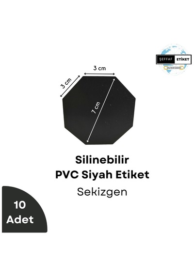 10 Ad Silinebilir Siyah Pvc Karatahta Etiket Sekizgen Fiyat Ürün