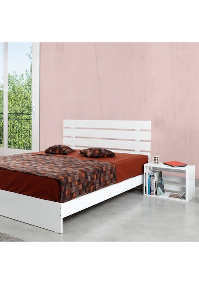Pasifichome Huga Çift Kişilik Beyaz Ahşap Karyola Komodin Takım 140X190 Cm