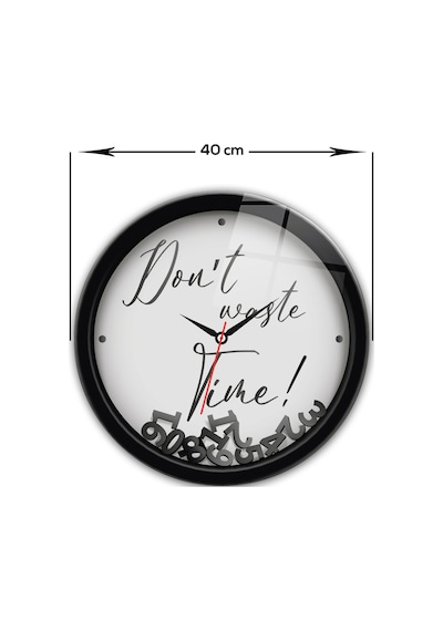 Decorita Cam Saat | Don't Waste Time White | Çap40cm Çok Renkli