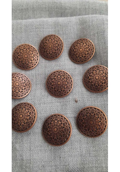 Antık Bakır Metal Düğme 18 Mm 9 Adet