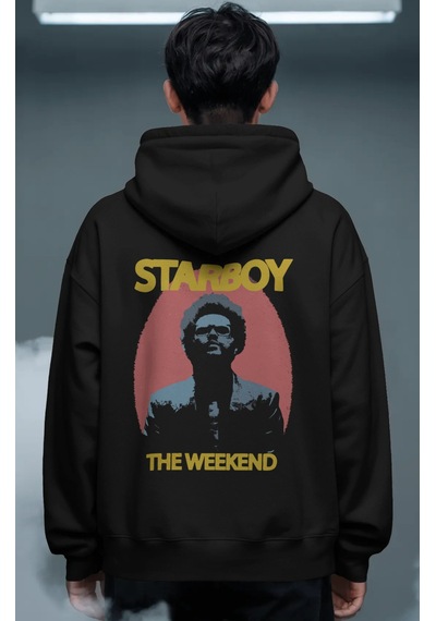 Sevbano Starboy The Weeknd Rapper Şarkıcı Sırt Baskılı Unisex Oversize Pr Siyah