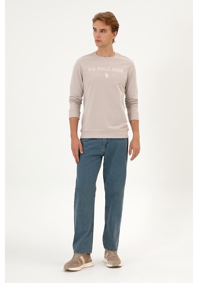 U.S. Polo Assn. Erkek Regular Fit Bisiklet Yaka Taş İnce Basic Sweatshirt 50313743-VR049