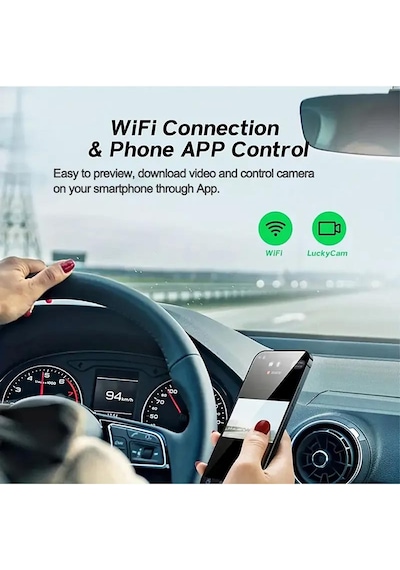 Cr51 Full Hd 1080p Wifi Araç Kamerası - 3 Kameralı Ön, İç Ve Arka , 2.0 Inç Ekran, Park Modu Ve Mobil Uygulama Desteği
