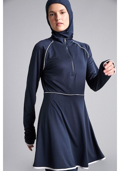 Defacto Regular Fıt 4lü Beyaz Biyeli Lacivert Burkini Mayo G8873ax26smnv31 Lacivert-nv31