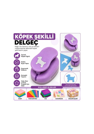 Köpek Şekilli Orta Boy Şekilli Delgeç Kağıt Fon Kartonu Eva Delgeç Scrapbook Hobi Delgeci Çok Renkli
