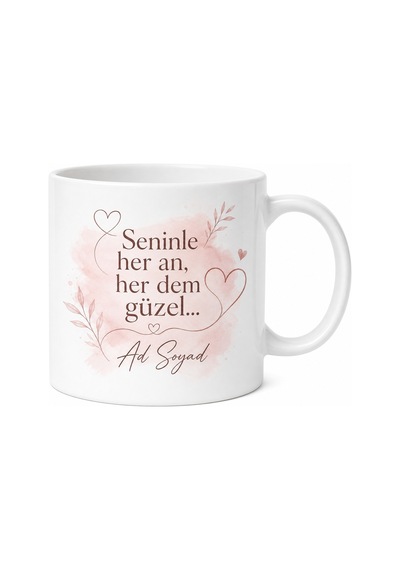 İsme Özel Romantik Yazılı Kupa Bardak Sevgiliye Hediye Özel Tasarım Beyaz / Çok Renkli