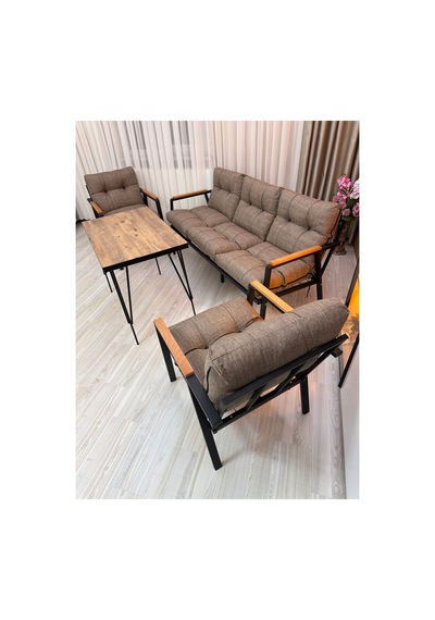 Houseart Açelya Balkon, Bahçe, Cafe - Salon - Metal Kanepe Koltuk Takımı 3+1+1 + Masa Kahverengi Houseart Açelya Balkon, Bahçe, Cafe - Salon - Metal Kanepe Koltuk Takımı 3+1+1 + Masa Kahverengi