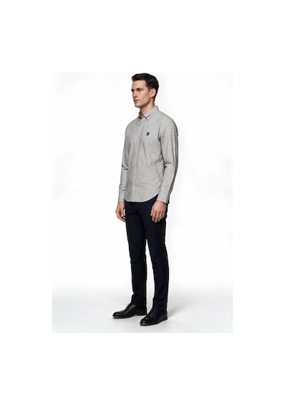 Porto Cervo Erkek Normal Kalıp Düğmeli Yaka Kareli Desenli Uzun Kollu Pamuk Karışımlı Gömlek Beyaz Porto Cervo Erkek Normal Kalıp Düğmeli Yaka Kareli Desenli Uzun Kollu Pamuk Karışımlı Gömlek Beyaz