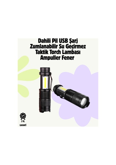 2000 Lümen Led El Feneri - Suya Dayanıklı, Odaklı, Klipsli Belirtilmemiş