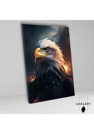 Dikey Kanvas Duvar Tablosu Ateşli Yandan Kartal Portresi 70 X 100 Genel
