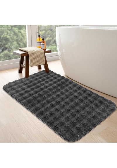 Tr Bubble Antrasit Banyo Halısı, 80 X 150 Cm, Makinede Yıkanabilir, Kaymaz Tabanlı Diğer