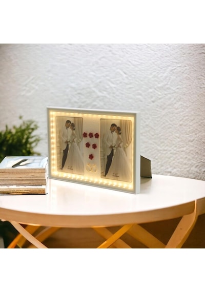 T.concept Led Işıklı 2 Li Fotoğraf Çerçevesi Beyaz 13x18 Cm