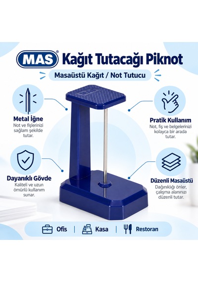 Mas 805 Kağıt Tutacağı Piknot Masaüstü Not Lacivert