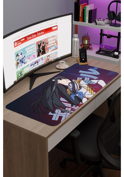 Kill La Kill Kaymaz Dikişli Kauçuk Oyuncu Mousepad V5 - 90x40 Xxl Gaming Mouse Pad Fare Altlığı