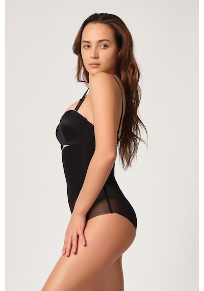 Siyah Mı Emay 2945 Tül Karyokalı Slip Lazer Korse Siyah