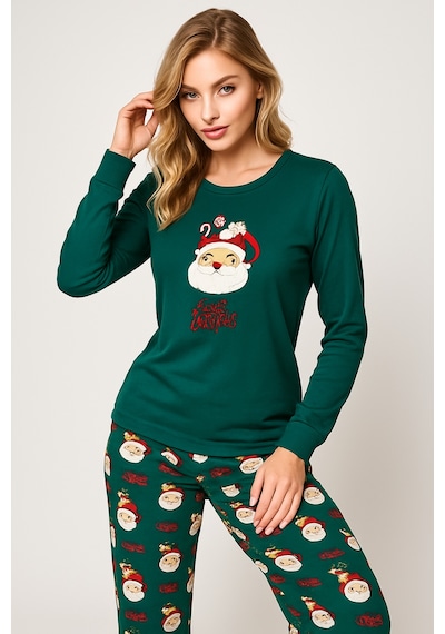 Mutlu City Kadın Yumuşak Doku Termal Pijama Takımı 42050 Zümrüt Yeşili