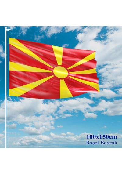 Makedonya Bayrağı - 100x150 Cm 1 Metre X 1,5 Metre - Raşel Kumaş 1