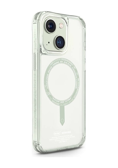 Apple Uyumlu iPhone 15 Kılıf Skinarma Şeffaf Airbag Tasarımlı Magsafe Şarj Özellikli Saido Kapak Yeşil