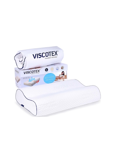 Visco Çift Bombeli Ortopedik Yastık 60x40x11/9 cm, Beyaz