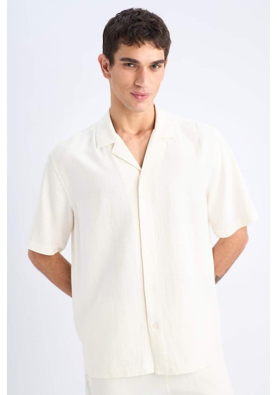 Defacto Relax Fit Polo Yaka Pamuklu Yazlık Kısa Kollu Gömlek D8875ax25smbg686 Bej