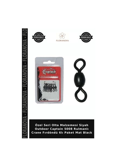 Özel Seri Olta Malzemesi Siyah Outdoor Captain 5008 Rulmanlı Crane Fırdöndü 6lı Paket Mat Black 3-0