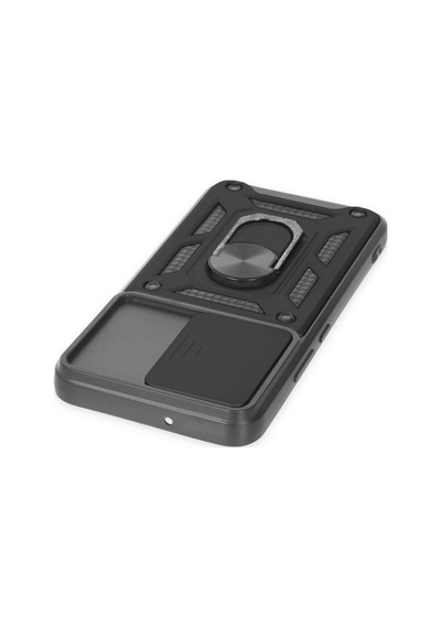 Samsung Galaxy  Uyumlu,  S23 Kılıf Pars Lens Yüzüklü Silikon - Siyah