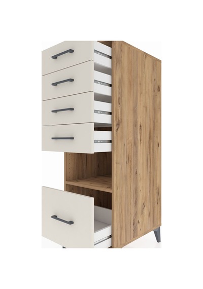 Kronos Dolap Tek Raflı 5 Çekmeceli 44x59x134 Çam-aytaşı Atlas Çam
