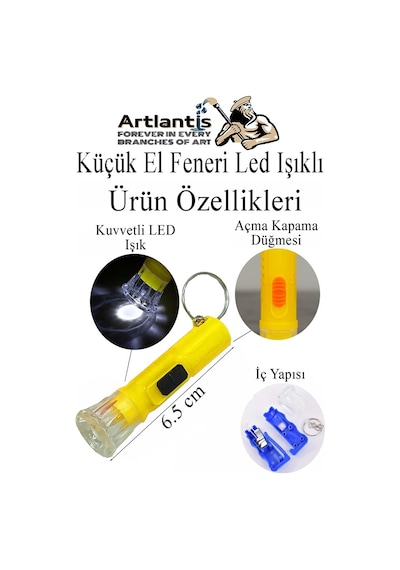 Küçük El Feneri Led Işıklı 4 Adet Anahtarlıklı Mini El Feneri İlk Yardım Feneri Deprem Feneri Karne Hediyesi