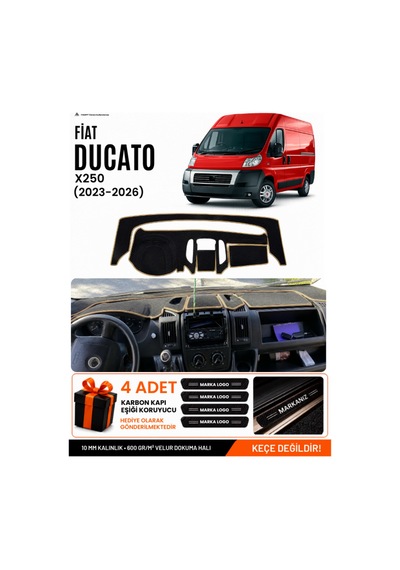 Fıat Ducato 2006-2014 X250 Uyumlu Torpido Örtüsü, Torpido Kılıfı - Siyah Bej