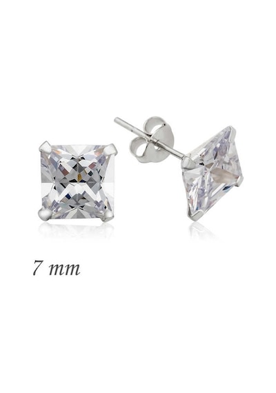 Gumush Gümüş Kare Tek Taş Zirkon Küpe - 7 Mm