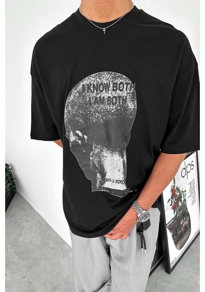 Siyah Op Know Oversize Tişört Siyah