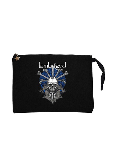 Lamb Of God Bearded Skull Siyah Clutch Astarlı Cüzdan / El Çantası