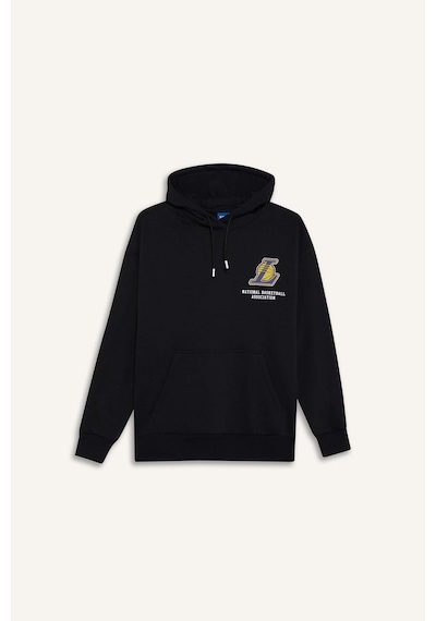 DeFactoFit NBA Los Angeles Lakers Oversize Geniş Kalıp Kapüşonlu Kalın Sweatshirt D8489AX25SPBK81