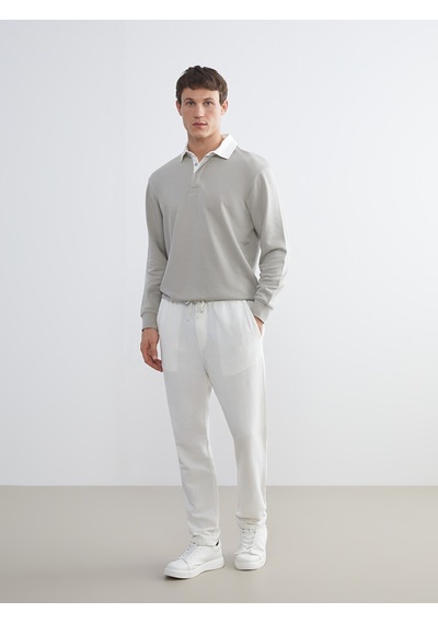 Lcw Vision Gri Kontrast Polo Yakalı Erkek Sweatshirt