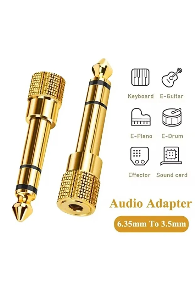 6.35mm Mikrofon Amplifikatör Kulaklık İçin 3.5mm Jack Stereo Aux Ses Dönüştürücü Gitar Enstrüman