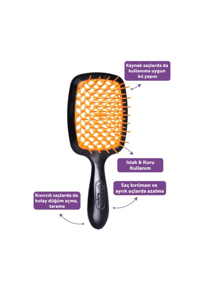 Beauty Pro Miracle Brush Saç Fırçası - Isıya Dayanıklı, Kaynak Saçlara Uygun, Saç Açma Ve Tarama Turuncu