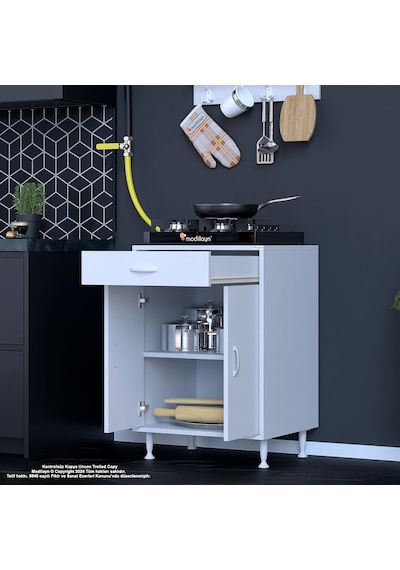 Modilayn Birce M Set Ocak Altı Dolap 60x88x56 Cm 2 Kapak 2 Göz Bölmeli Üst Asma Baharat Raflı Beyaz Modilayn Birce M Set Ocak Altı Dolap 60x88x56 Cm 2 Kapak 2 Göz Bölmeli Üst Asma Baharat Raflı Beyaz