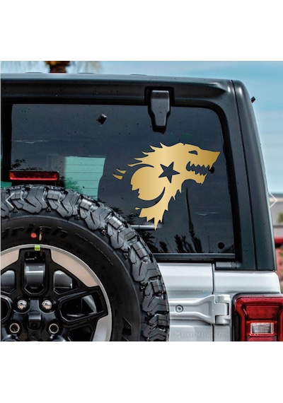 Kurt Ve Ay Yıldız Sticker - Türk Bayrağı Börü Gökbörü Sticker - Araba Oto Motosiklet Karavan Cam Sticker - 00071 30x24 Cm