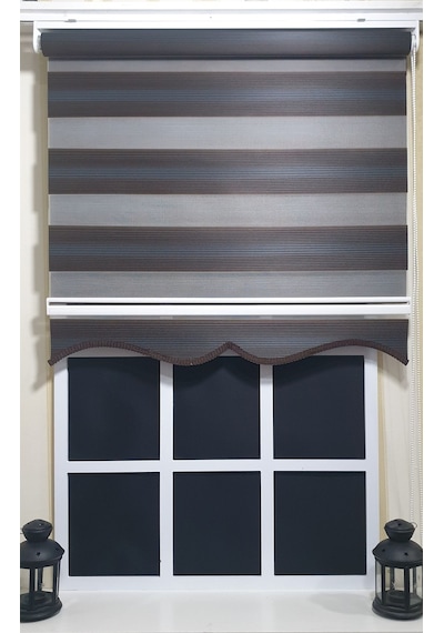 Pliseli Zebra Stor Kahverengi Renk Geçişli Etek Dilimli St 023