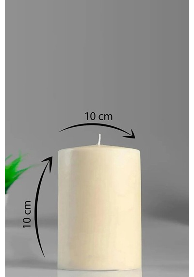 Silindir Mum Kütük Mum Krem Lavanta Kokulu 10 Cm Genişlik -10 Cm Yükseklik Orta Boy Krem