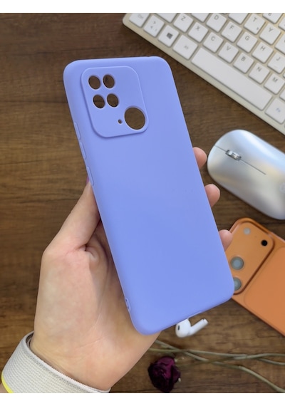 Redmi 10c / Poco C40 Uyumlu Kamera Korumalı Darbeye Dayanıklı Renk Atmayan Fab Silikon Kılıf Lila