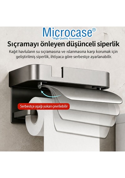 Microcase Duvara Monte Yapışkanlı Tuvalet Kağıdı Askılığı Ve Telefon Tutucu Al5706 Gri