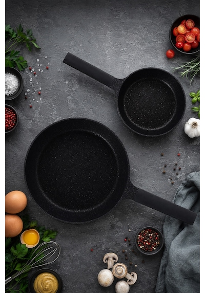 Pro Grade 2'li Granit Döküm Tava Seti Gri 20 Cm - 24 Cm Çok Renkli