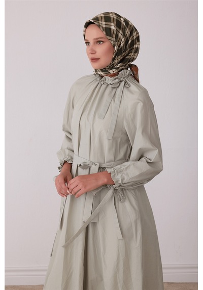 Belli Geometrik Desen %100 Twill İpek Eşarp Be21 Yeşil-taba
